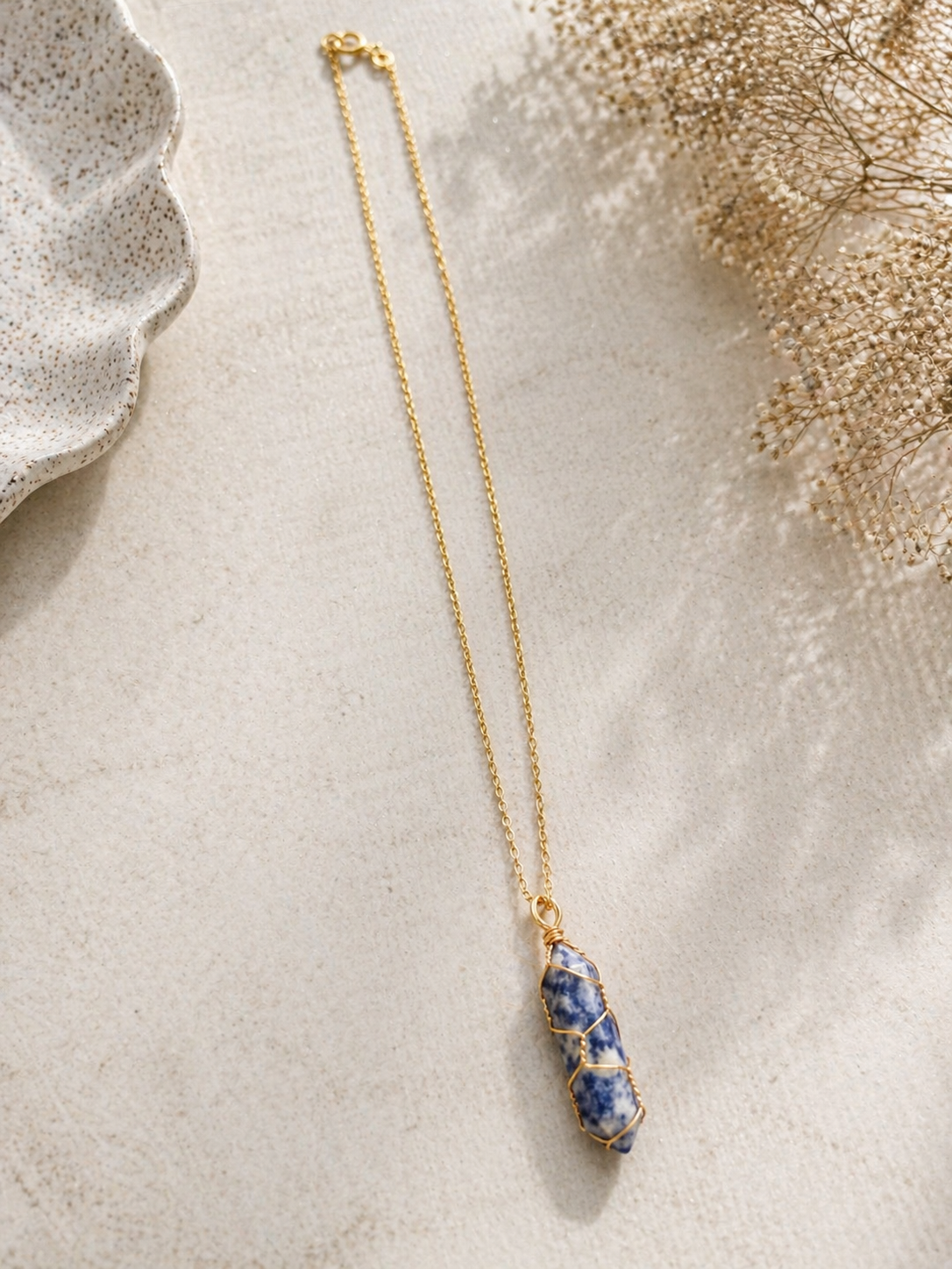 Sodalite Wire-Wrapped Necklace – Clarity & Intuition Crystal Pendant