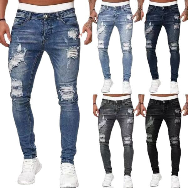 Distressed Slim Fit Jeans – Trendy Ripped Pencil Pants