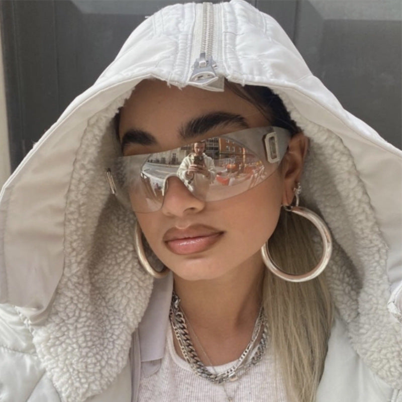 Rimless UV400 Sunglasses – Y2K One-Piece Lens Fashion Eyewear
