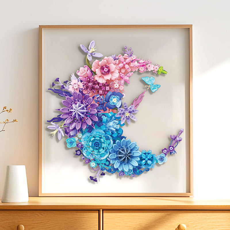 Moon Flower Building Block Set – DIY Decorative Wall Hanging Construction Toy