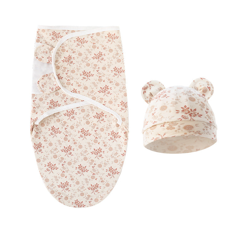 Pure Cotton Baby Swaddle Cocoon – Anti-Startle Newborn Sleep Wrap with Matching Hat