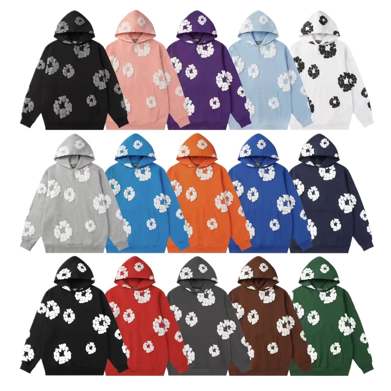 Hooded Sweatshirt – Fleece-Lined Pullover with Foam Print Design