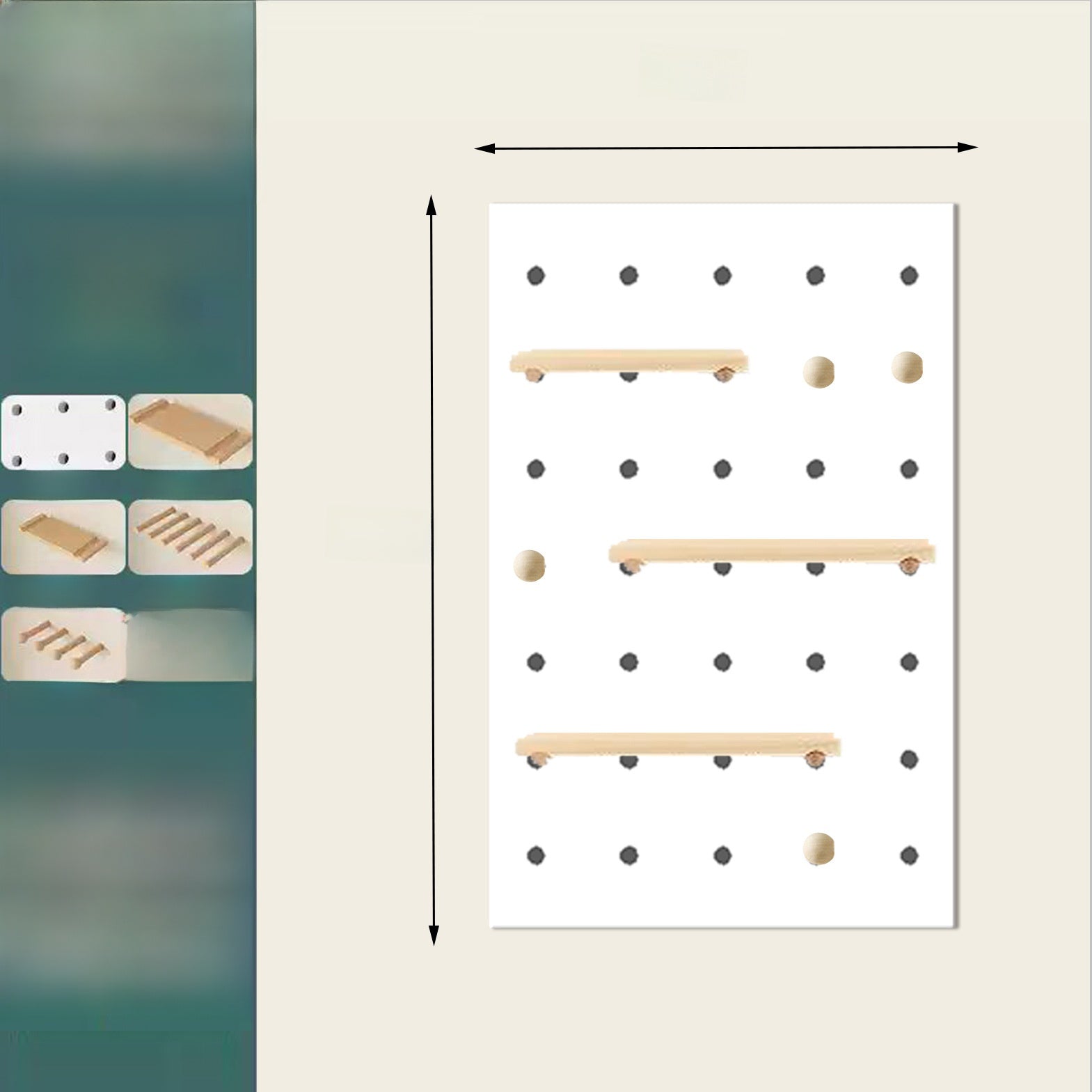 Solid Wood Pegboard Wall Organizer – Modern Decorative Storage Panel