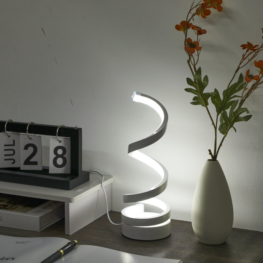 Modern Spiral LED Table Lamp – USB Dimmable Ambient Light