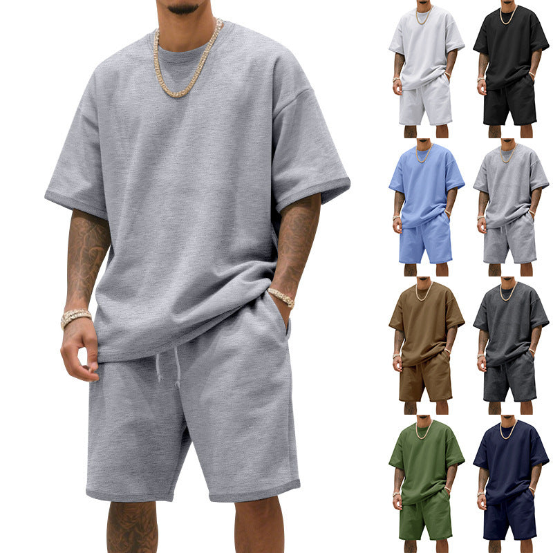 Men’s Terry Cloth Set – Short Sleeve Shirt & Shorts Lounge Outfit