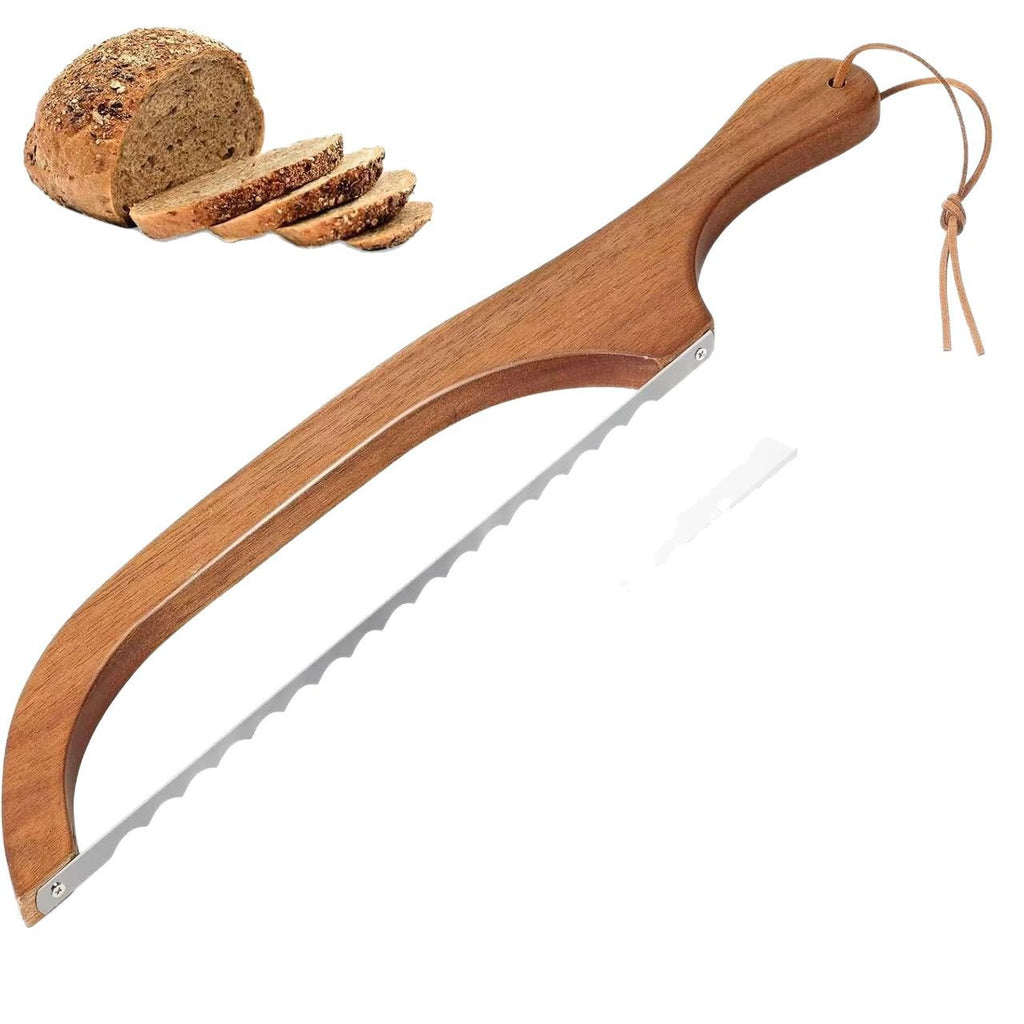 Bread Knife with Wooden Handle – Stainless Steel Serrated Knife for Baking