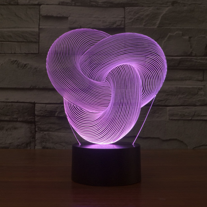 3D LED Night Light – Touch Control Multi-Color Acrylic Twist Knot Lamp (USB Powered)
