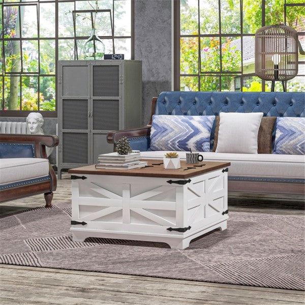 Farmhouse Storage Coffee Table – White