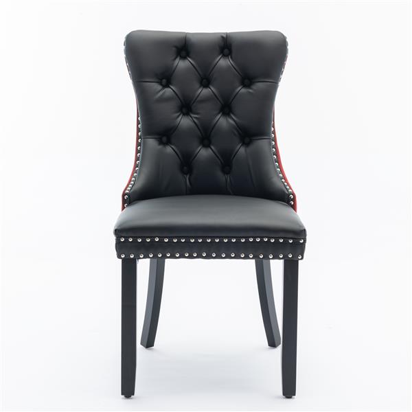 Modern PU & Velvet Dining Chair with Nailhead Trim – Upholstered Accent Chair