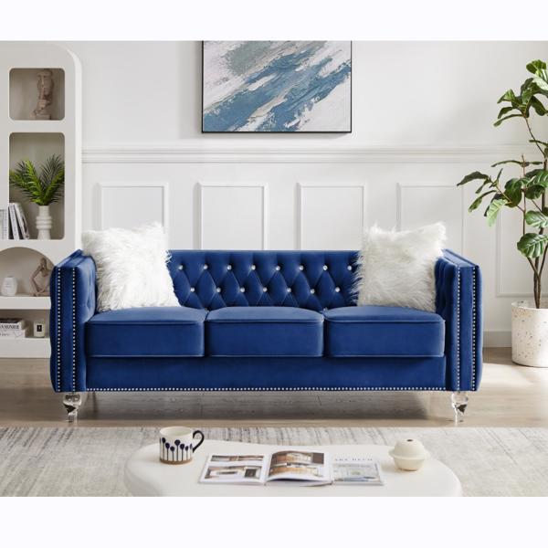 Crystal Tufted Sofa Bed with Pillows – Elegant & Comfortable