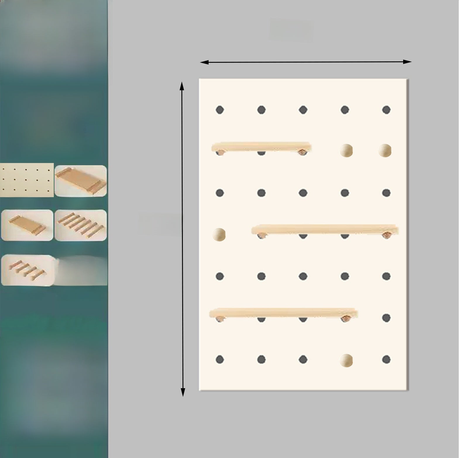 Solid Wood Pegboard Wall Organizer – Modern Decorative Storage Panel