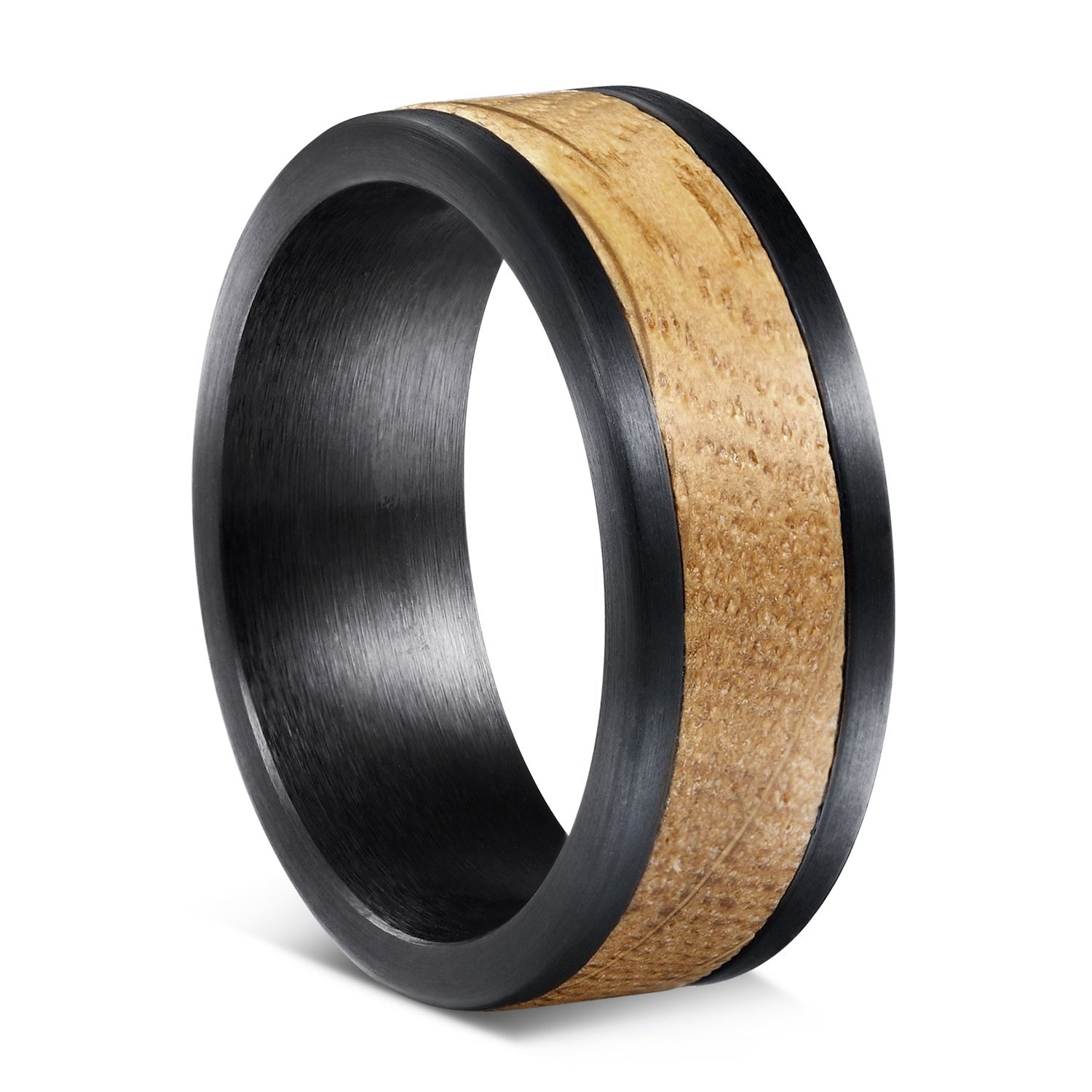 Men's Tungsten Steel Ring with Stone Inlay – Polished Durable Wedding or Fashion Band
