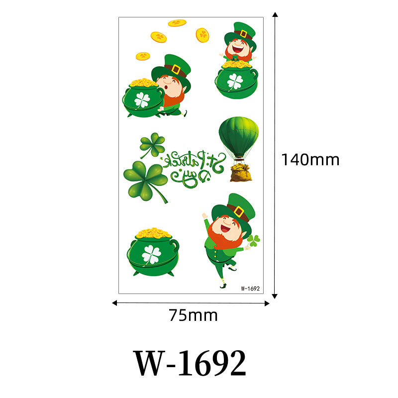 St. Patrick’s Day Clover Temporary Tattoo Stickers – Waterproof Holiday Body Art