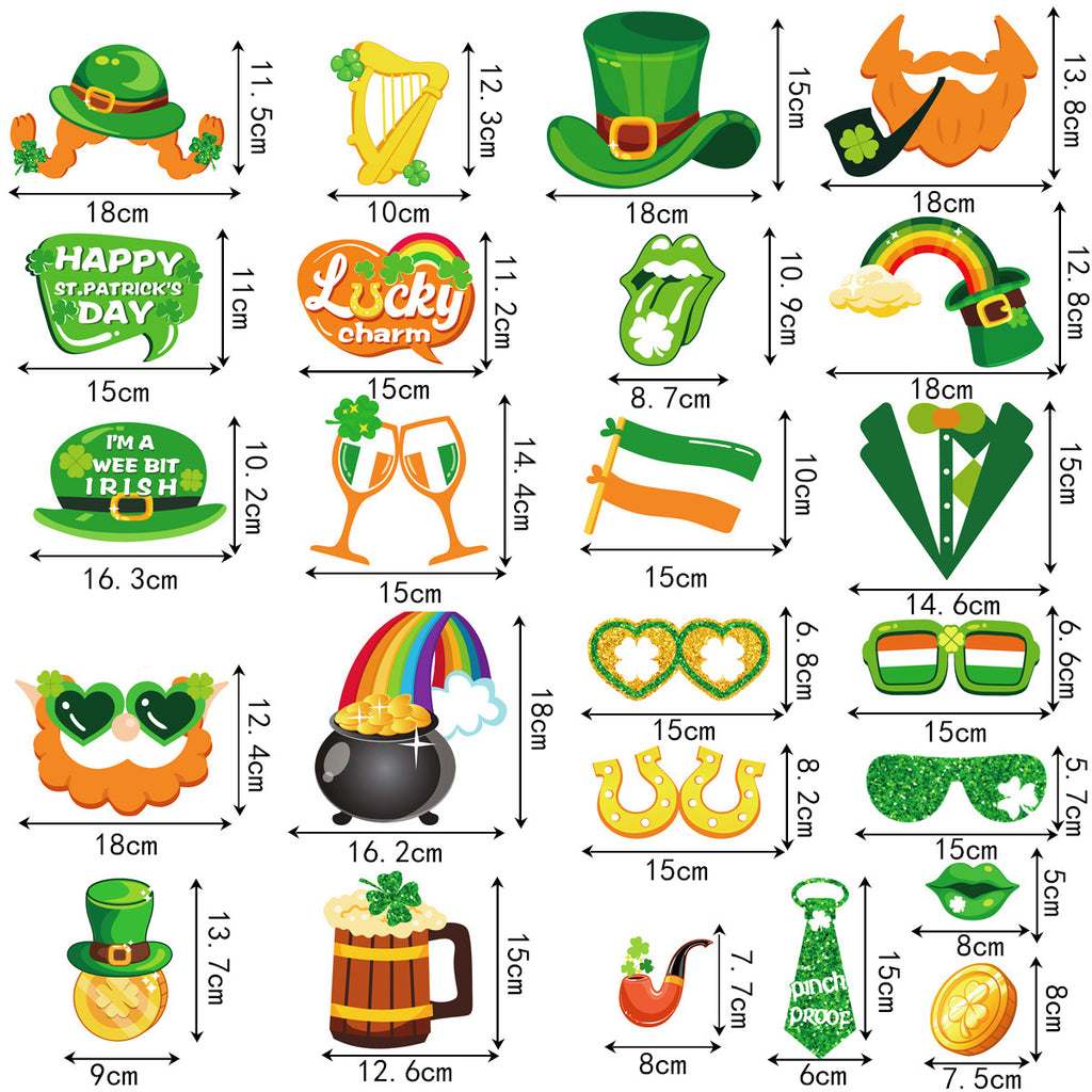 St. Patrick’s Day Photo Booth Props – 24 Piece Party Photo Accessory Set Overview