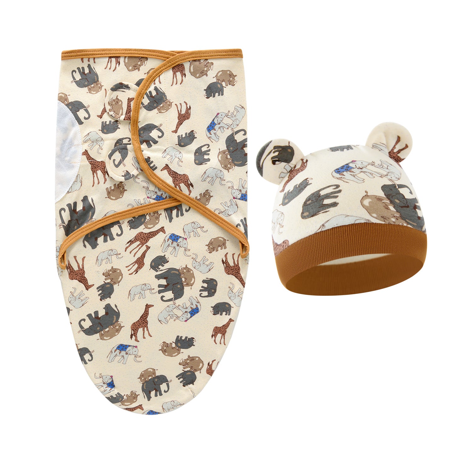 Pure Cotton Baby Swaddle Cocoon – Anti-Startle Newborn Sleep Wrap with Matching Hat