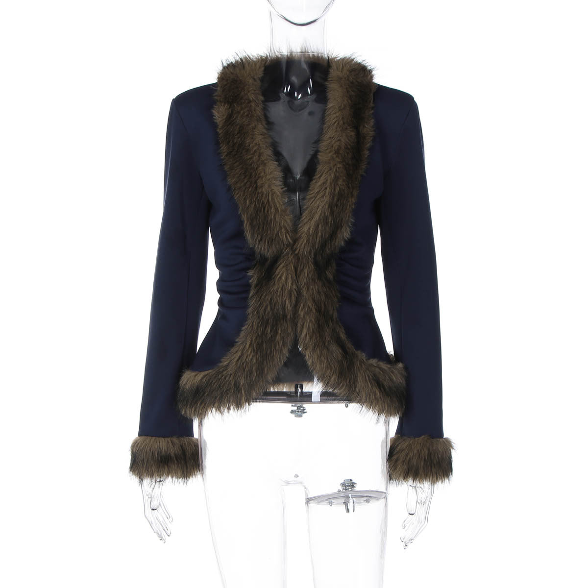 Slim Fit V-Neck Jacket – Plush Detail Streetwear Cardigan