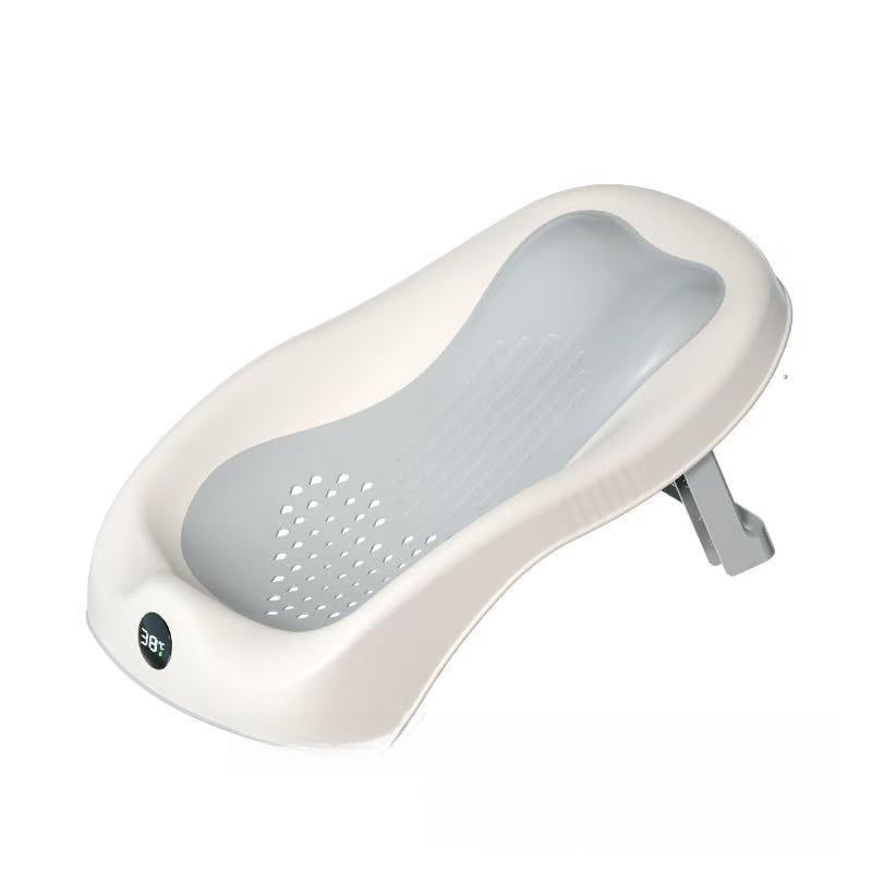 Foldable Baby Bath Rack with Temperature Sensor – Anti-Slip Infant Bath Support Seat