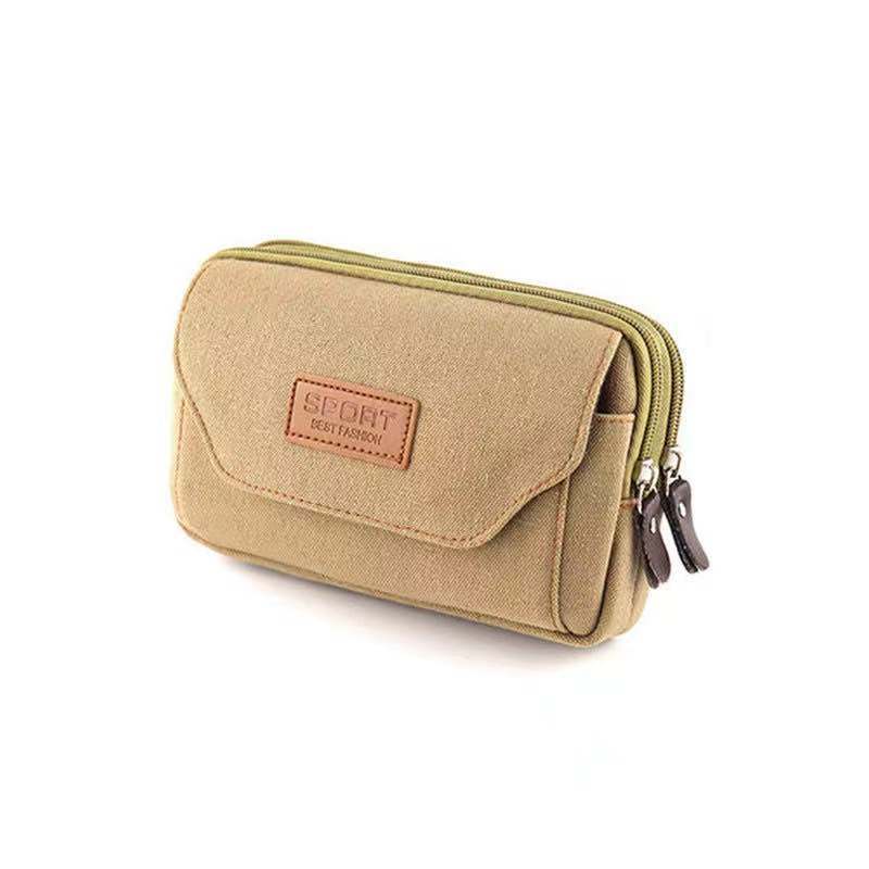Multifunctional Canvas Waist Bag with Carabiner Clip
