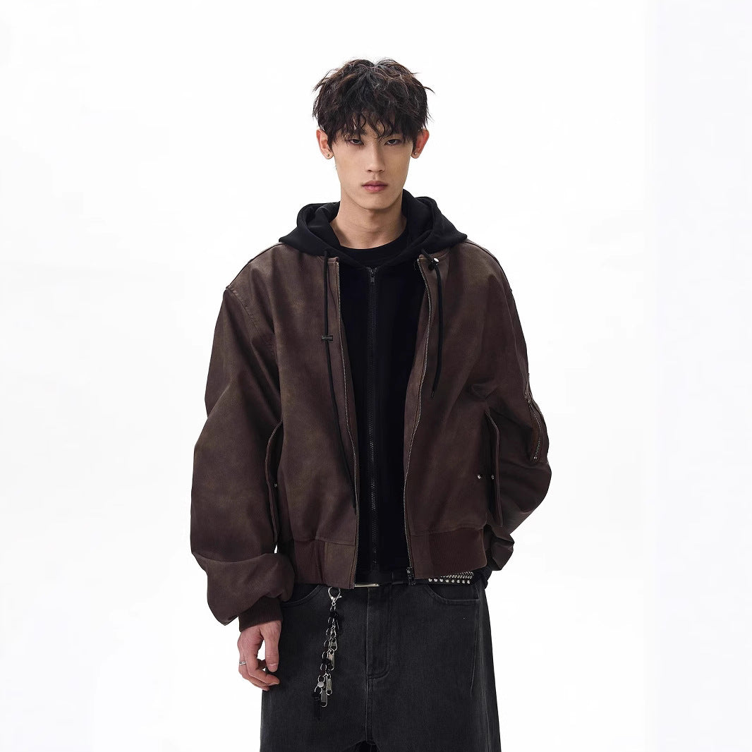 American-Style Flight Jacket – Casual Loose Fit Polyester Jacket