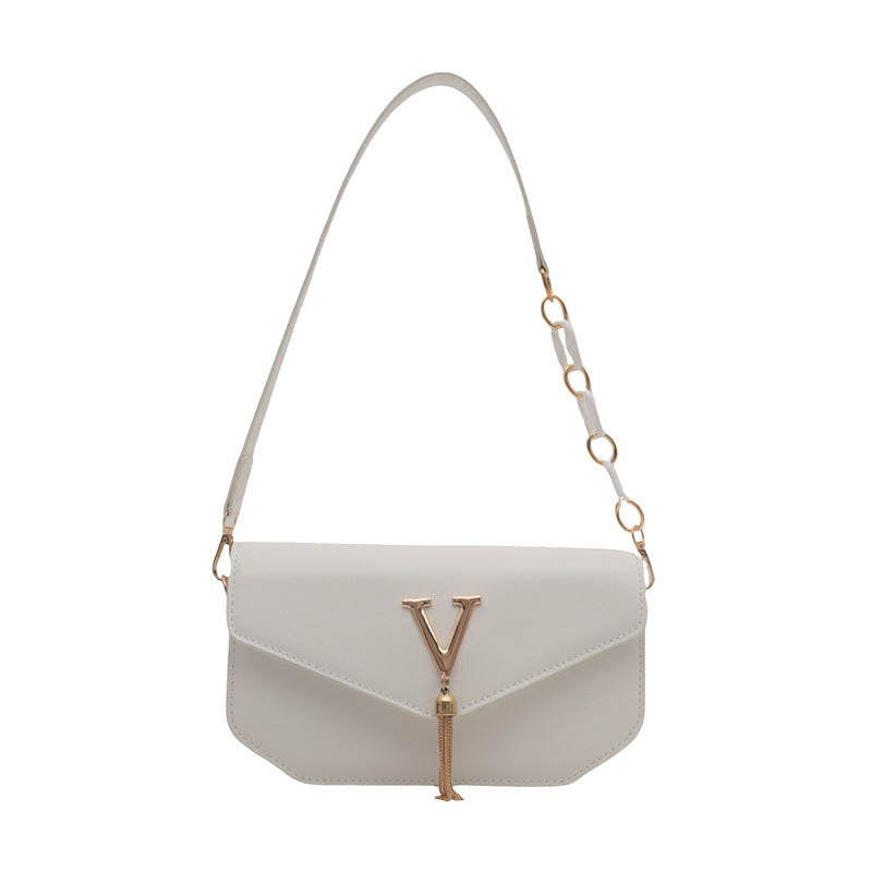 Trendy Square Crossbody Bag – Letter Accent Structured Handbag