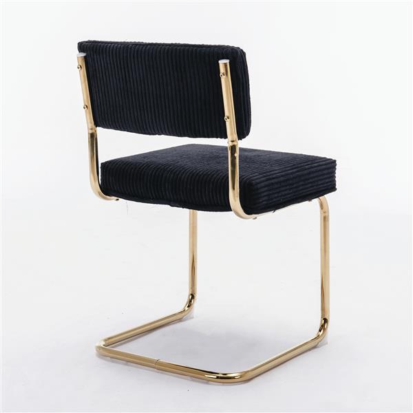 Modern Corduroy Dining Chair – Upholstered Accent Chair with Solid Wood Legs