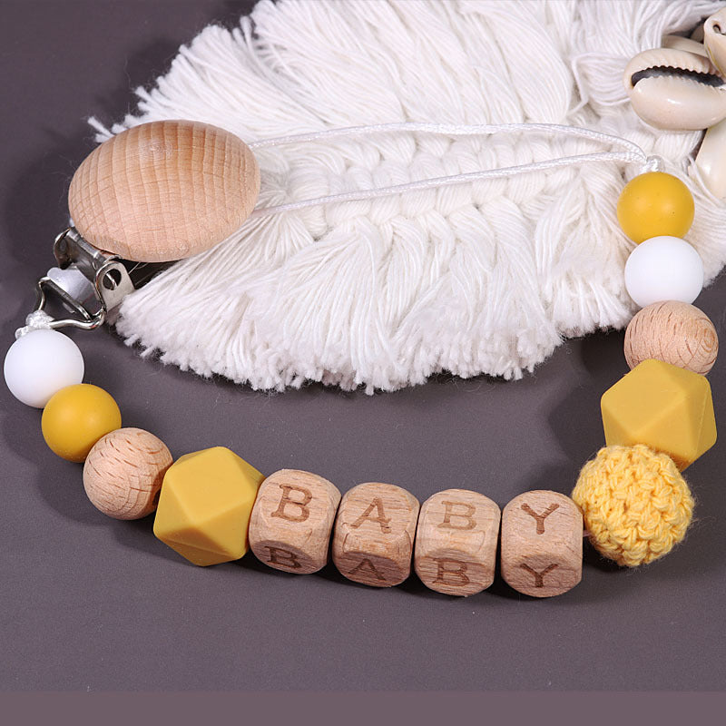 Nordic Pacifier Chain – Silicone & Beech Wood Baby Clip