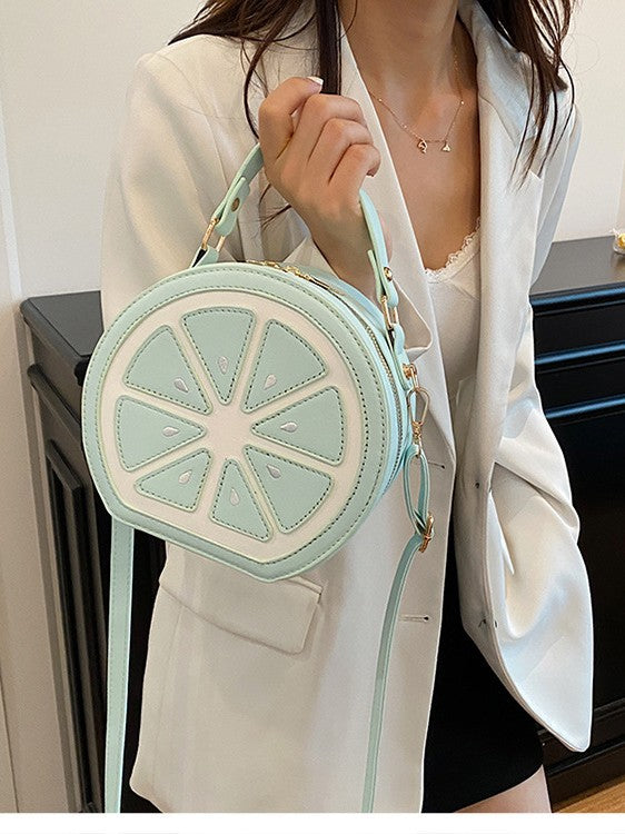 Round Crossbody Handbag – PU Leather Mini Shoulder Bag with Zipper Closure
