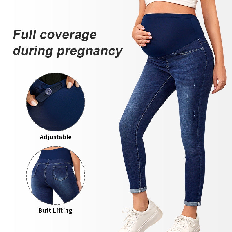 High-Waist Maternity Stretch Denim Jeans