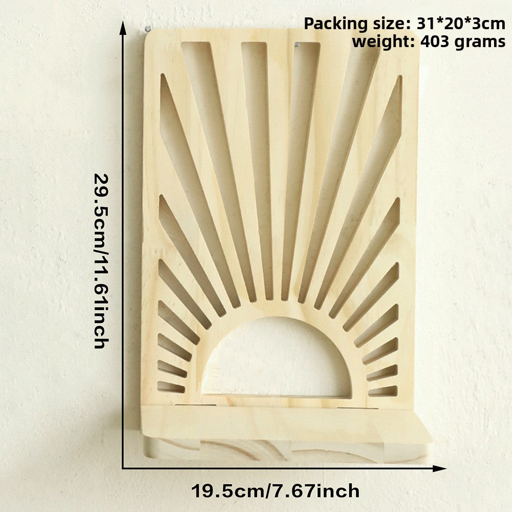 Fan-Shaped Wall Shelf – Solid Wood Decorative Flower Pot Rack