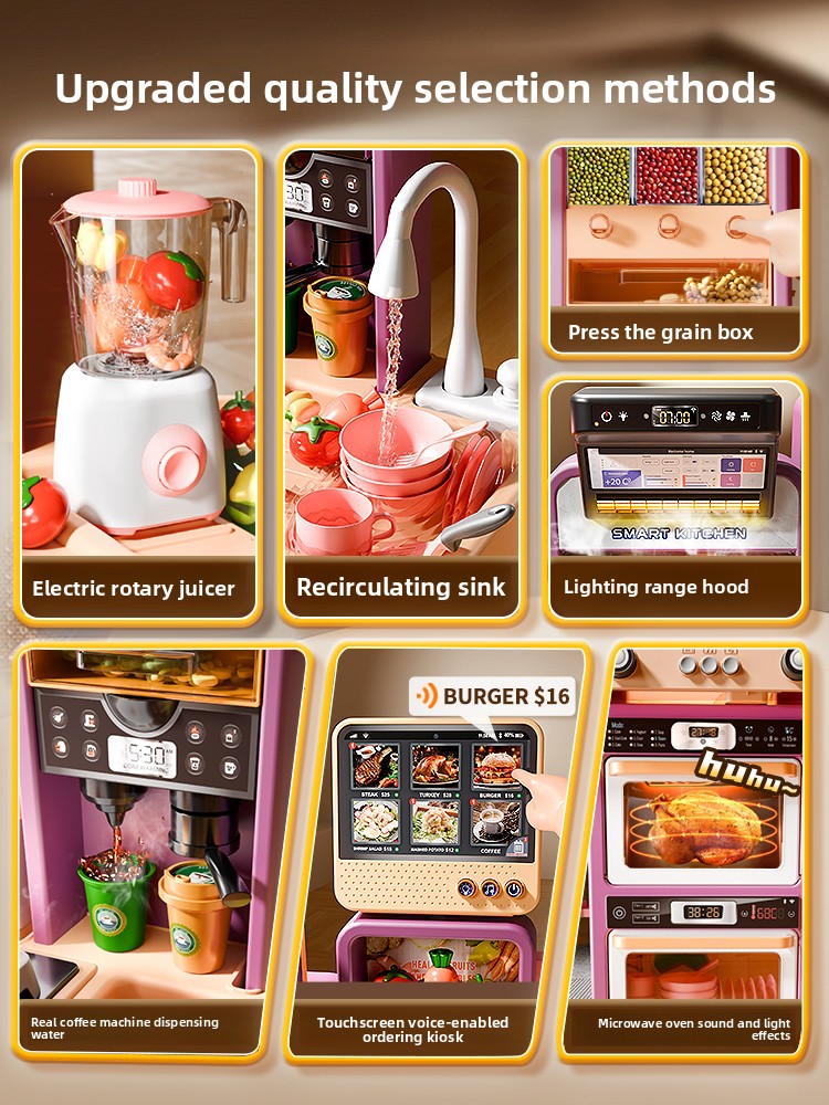 Deluxe Kids Kitchen Play Set – 37.8in Interactive Cooking Toy