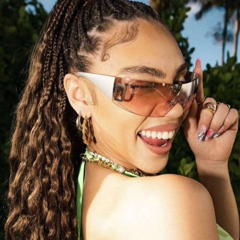 Rimless UV400 Sunglasses – Y2K One-Piece Lens Fashion Eyewear