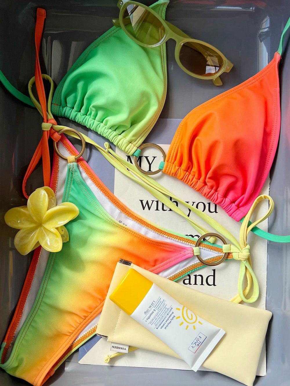 Women’s Gradient Bikini Set – Padded Sexy Swimwear