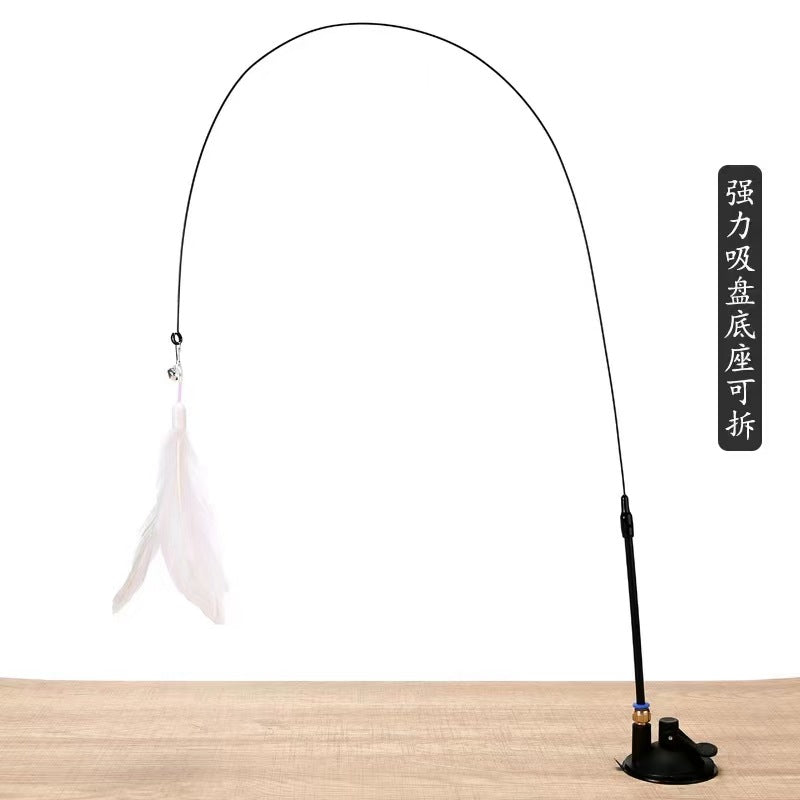 Extended Steel Wire Suction Cup Cat Teaser Wand