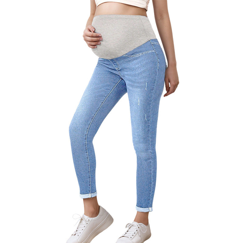 High-Waist Maternity Stretch Denim Jeans