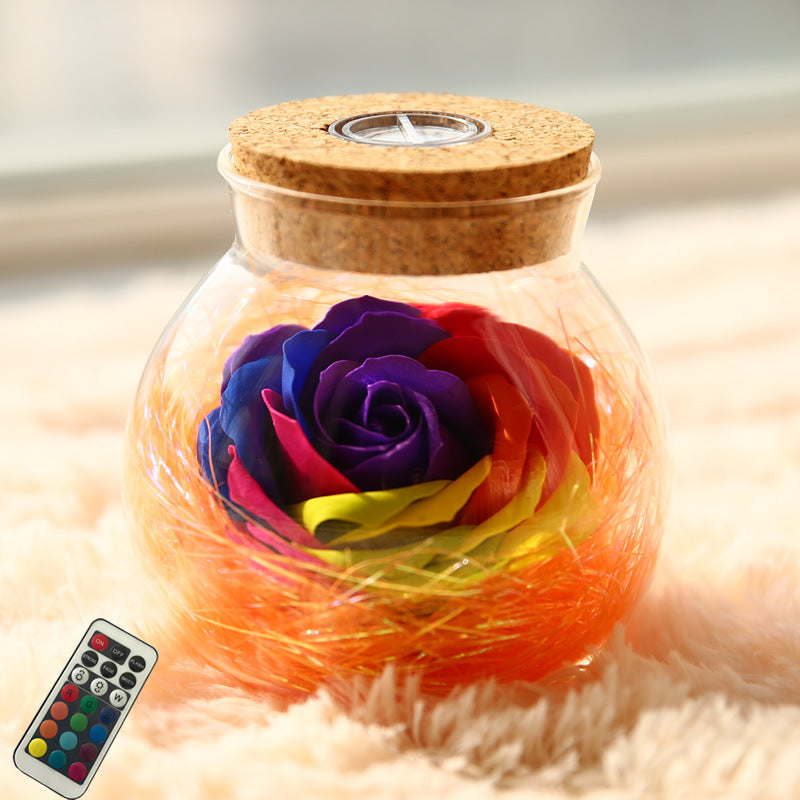 Eternal Rose Glass Wishing Bottle with LED Lights