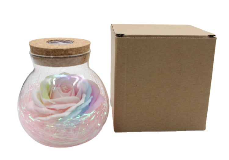 Eternal Rose Glass Wishing Bottle with LED Lights