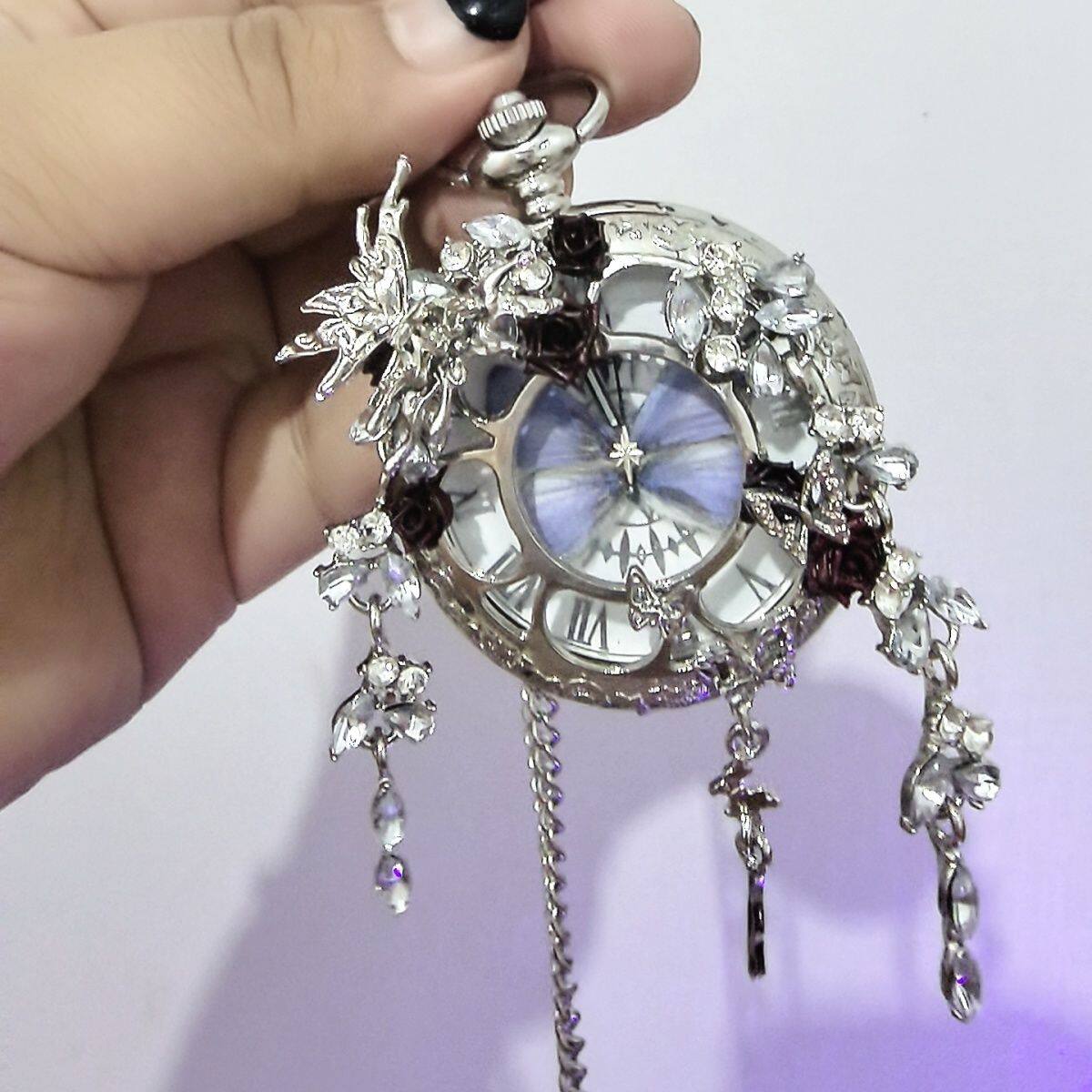 Vintage Moving Butterfly Pocket Watch