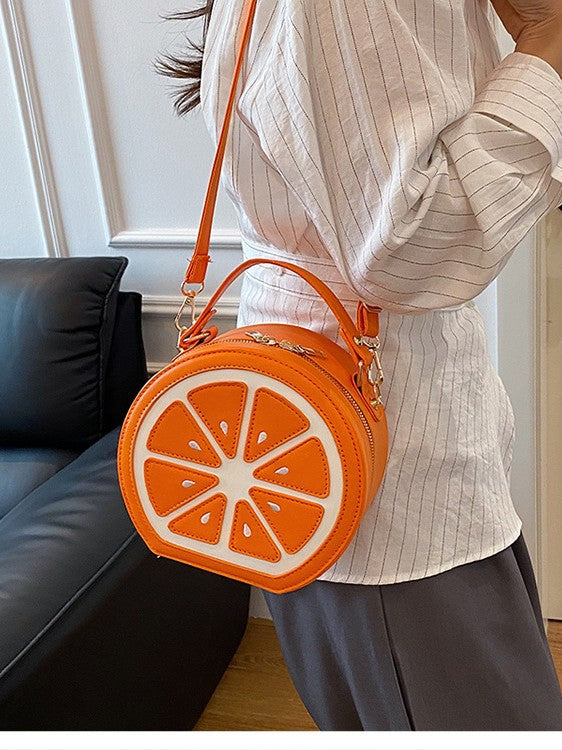 Round Crossbody Handbag – PU Leather Mini Shoulder Bag with Zipper Closure