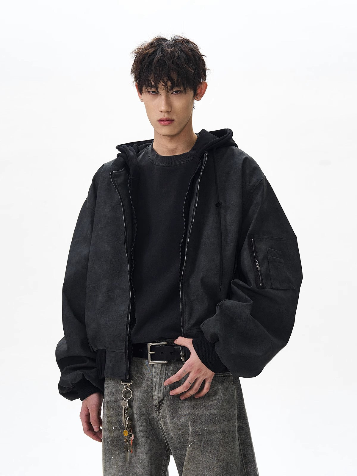 American-Style Flight Jacket – Casual Loose Fit Polyester Jacket