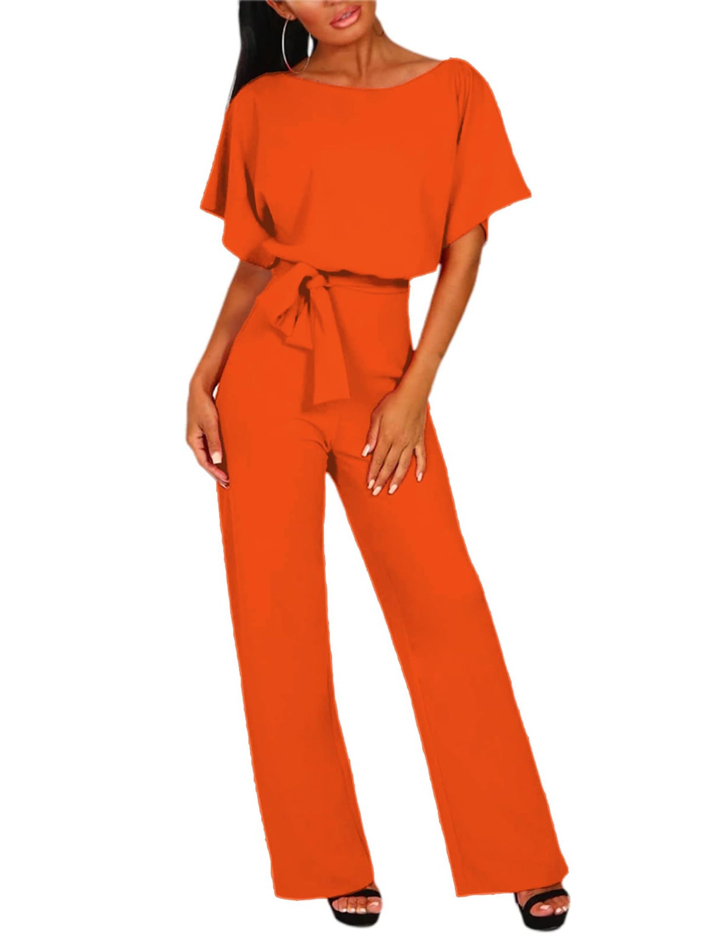 Slim-Fit High Waist Lace-Up Jumpsuit