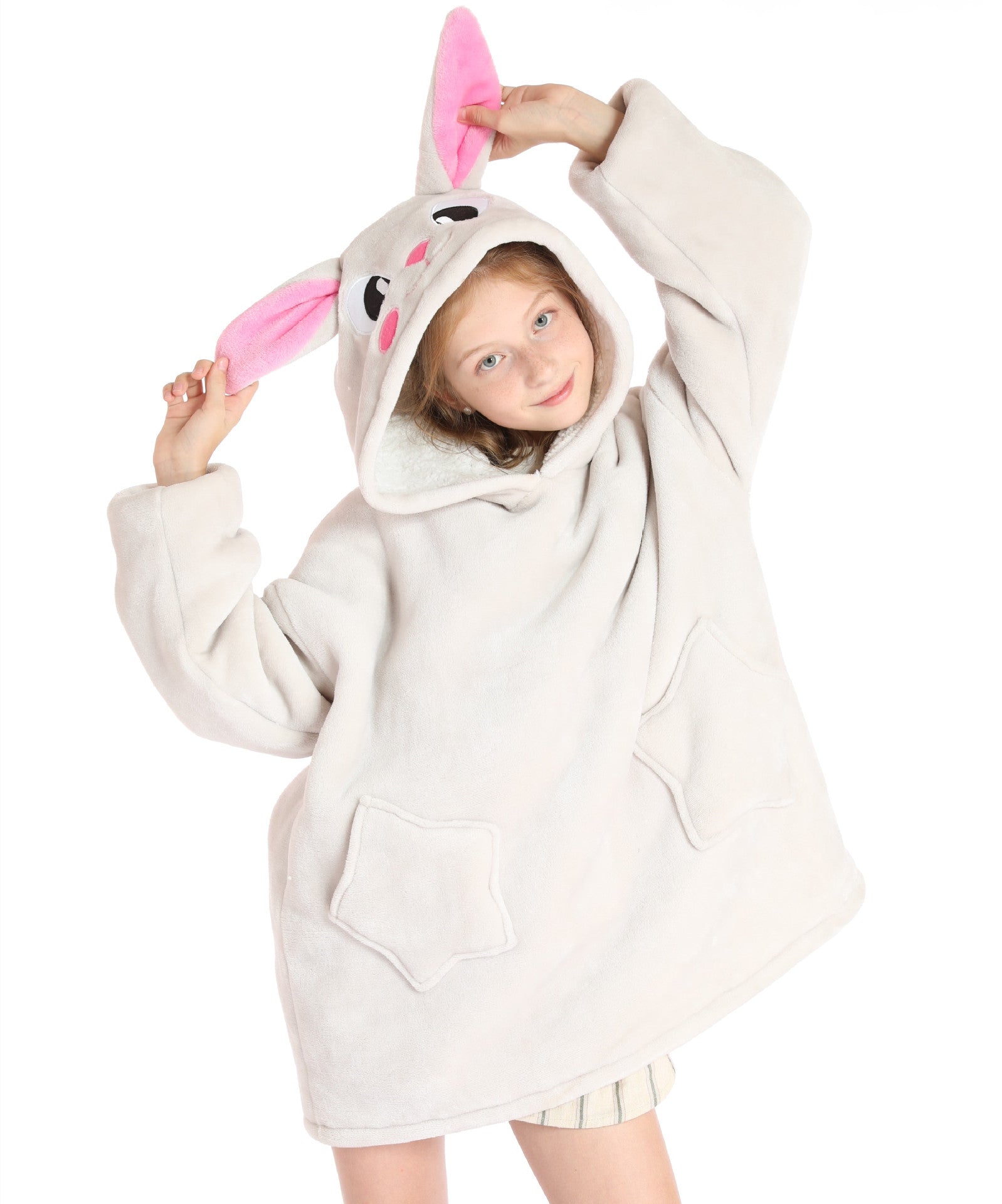 Kids Hooded Flannel Pajama Set – Thick Warm Cartoon Sleepwear (Unisex)