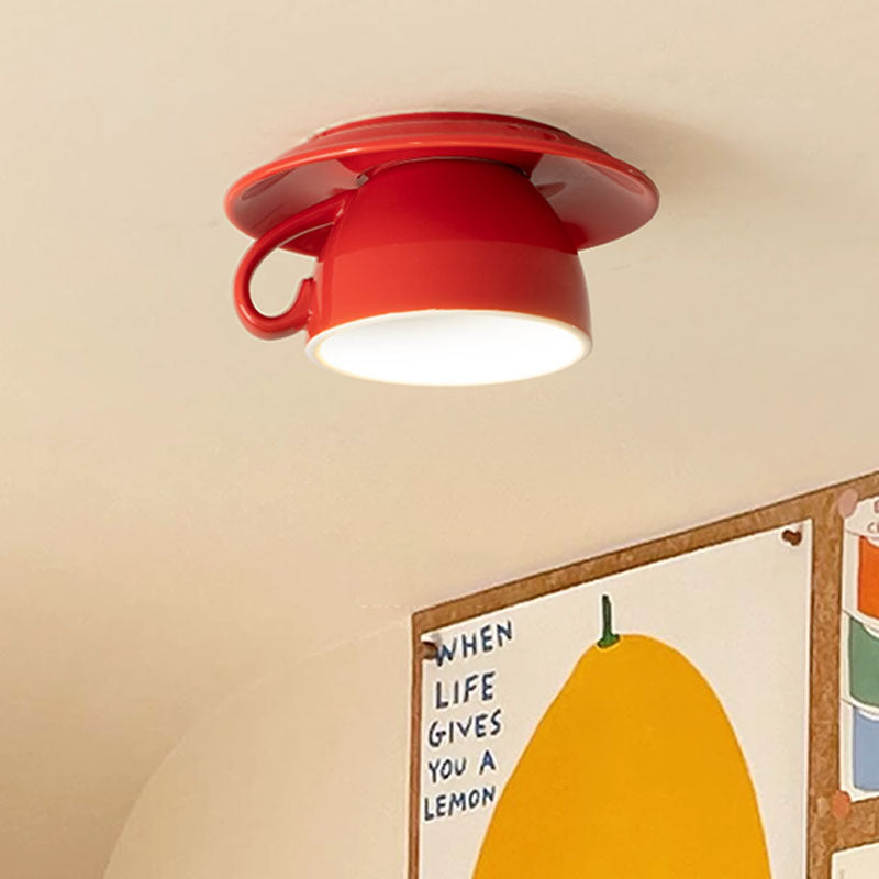 Coffee Cup Ceiling Lamp – Vintage Memphis Style LED Ceiling Light