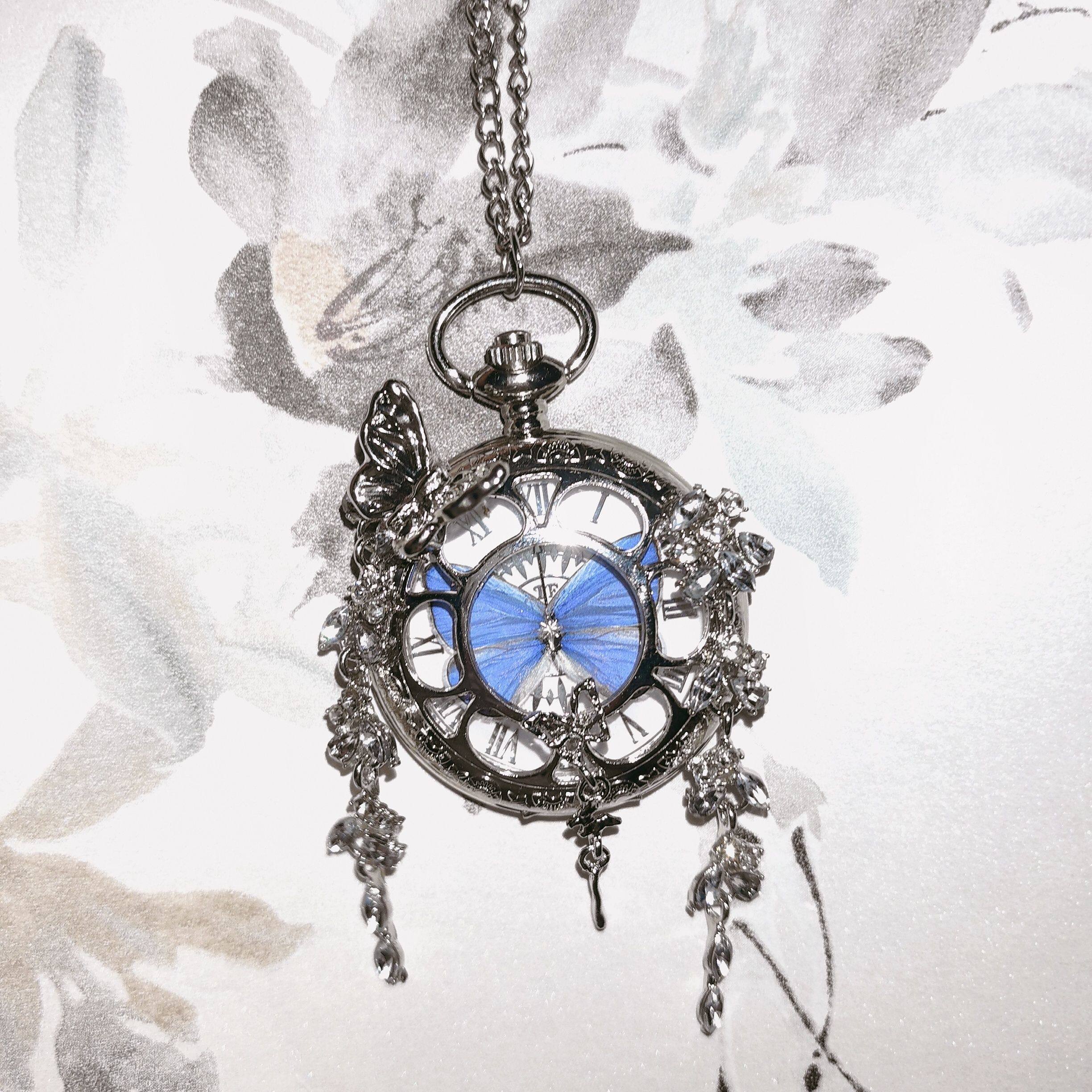 Vintage Moving Butterfly Pocket Watch