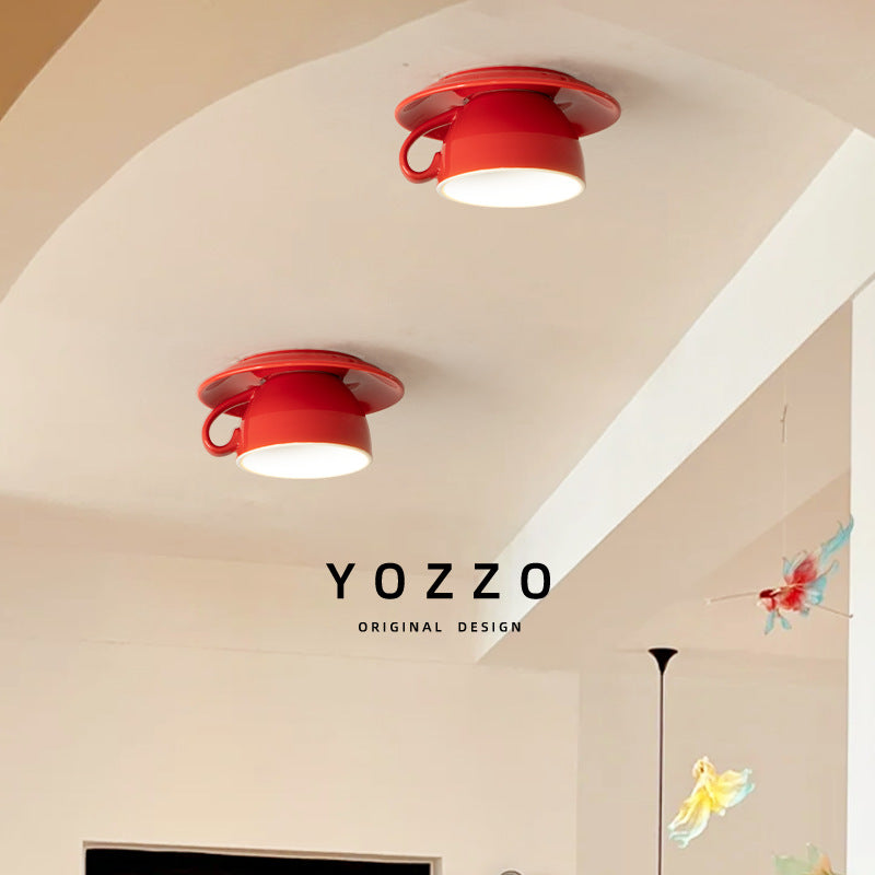 Coffee Cup Ceiling Lamp – Vintage Memphis Style LED Ceiling Light