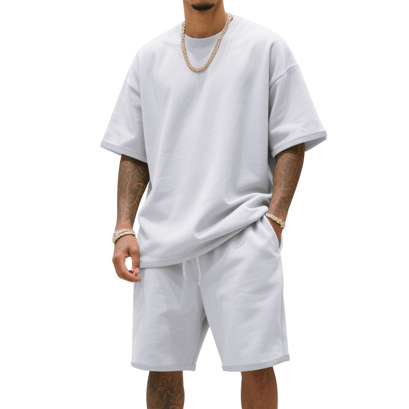 Men’s Terry Cloth Set – Short Sleeve Shirt & Shorts Lounge Outfit