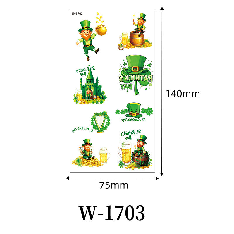 St. Patrick’s Day Clover Temporary Tattoo Stickers – Waterproof Holiday Body Art