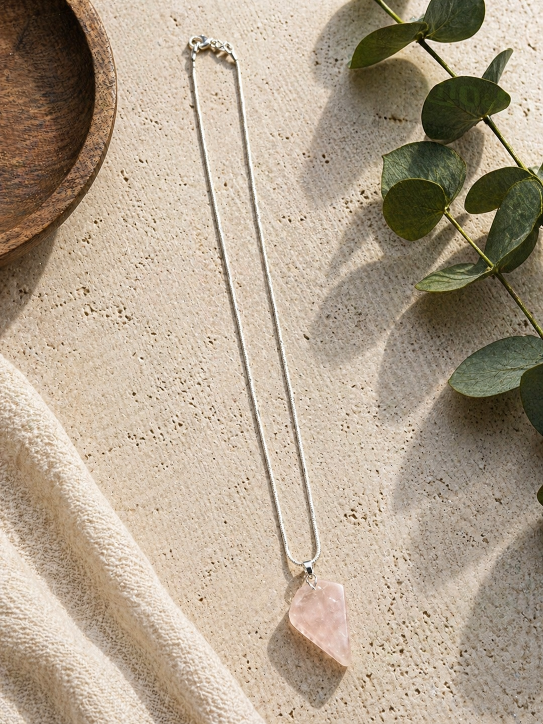 Rose Quartz Freeform Necklace – Love & Emotional Healing Crystal Pendant