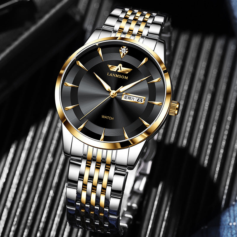 Men's Stainless Steel Quartz Watch – Slim Waterproof Analog Wristwatch