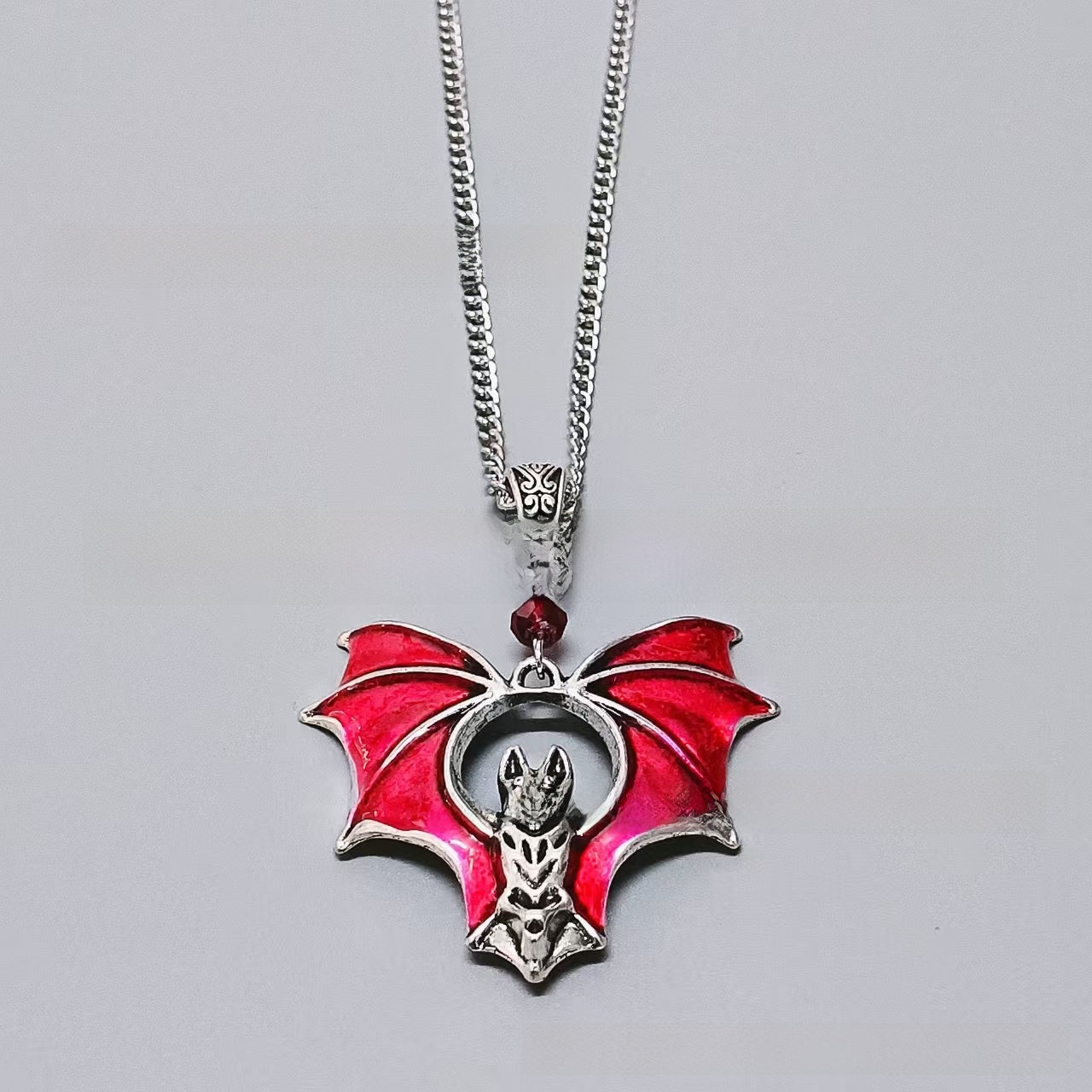 Gothic Bat Heart Necklace