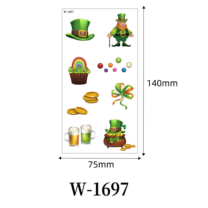 St. Patrick’s Day Clover Temporary Tattoo Stickers – Waterproof Holiday Body Art